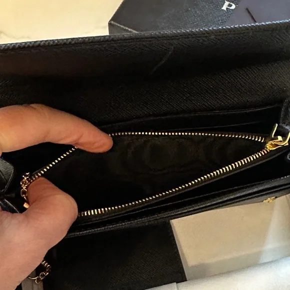 Prada Black Wallet with Gold Logo - Picture 12 of 14